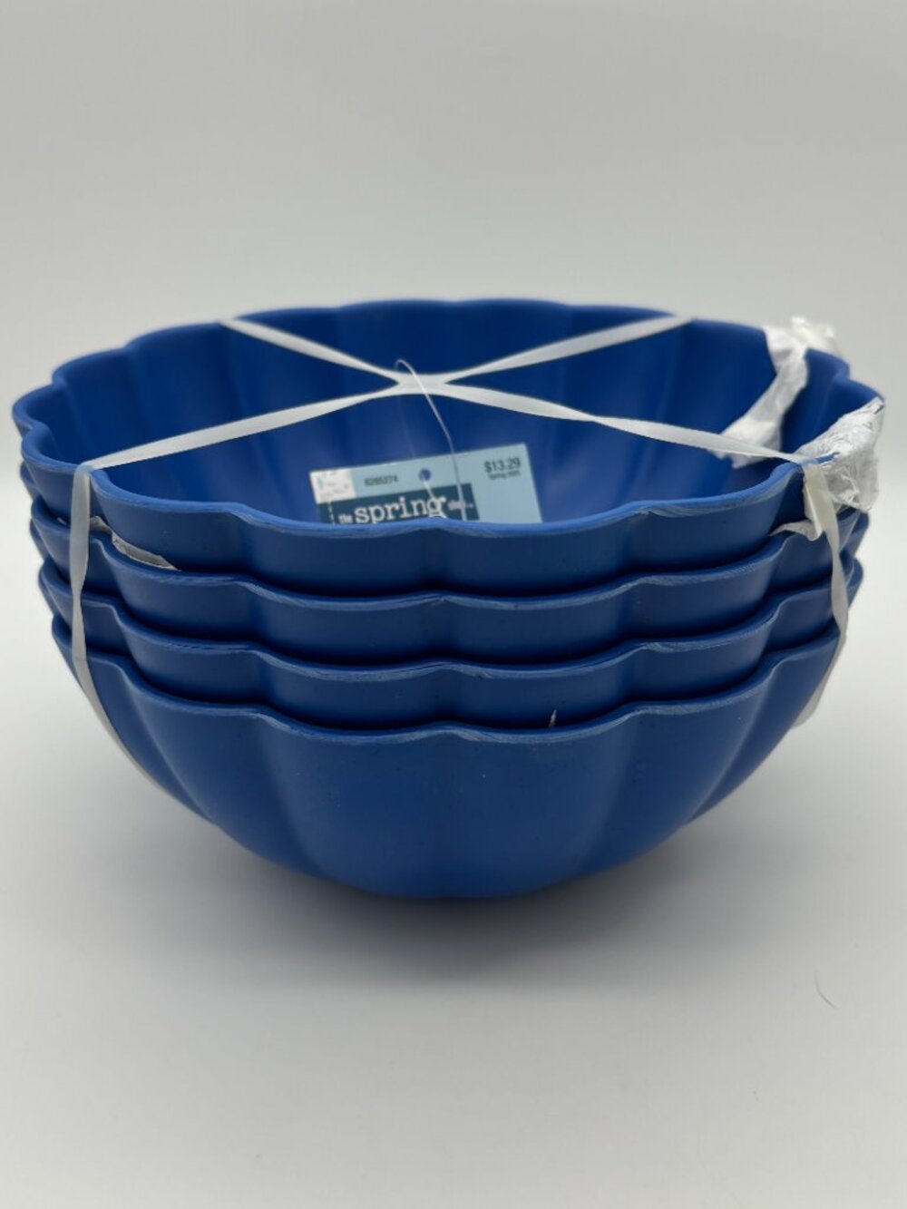 The Spring Shop 40oz Blue Melamine Scalloped Bowls, Set of 4, Cereal Soup Salad